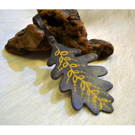 Marca páginas Cuero Hojas