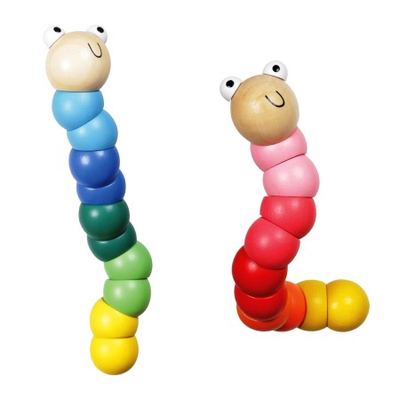 Gusano de madera articulado para jugar