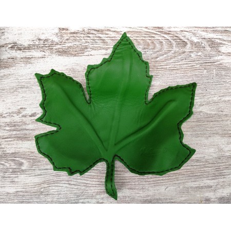 Vaciabolsillos de cuero en forma de hoja