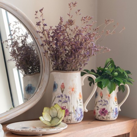 Jarrón Decorativo de Cerámica Blanca 23 cm | Estilo Romántico