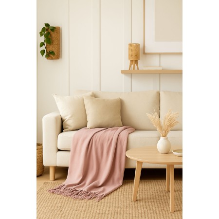 Plaid algodón rosa palo | 240×260 cm 320 GSM