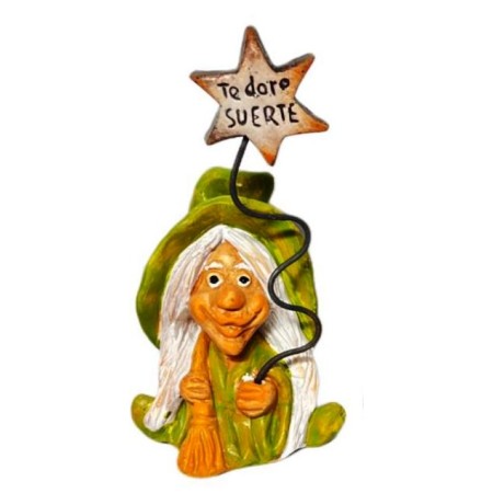 Bruja de cerámica sentada hecha a mano en España