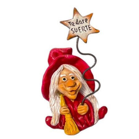Bruja de cerámica sentada hecha a mano en España
