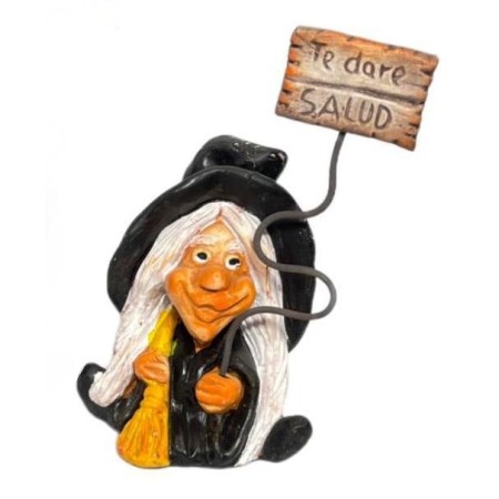 Bruja de cerámica sentada hecha a mano en España