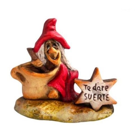 Bruja de cerámica caldero hecha a mano con cartel