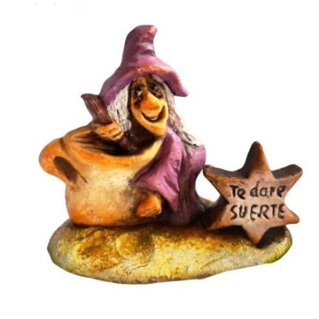 Bruja de cerámica caldero hecha a mano con cartel