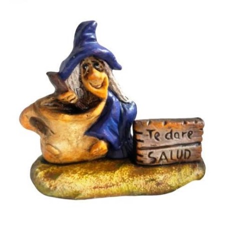 Bruja de cerámica caldero hecha a mano con cartel