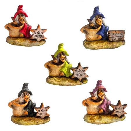 Bruja de cerámica caldero hecha a mano con cartel