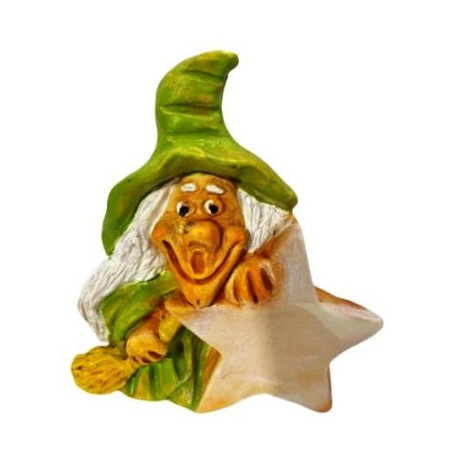 Bruja de cerámica artesanal con estrella hecha a mano en España