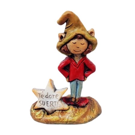 Elfo de cerámica artesanal con gorro hecho a mano en España