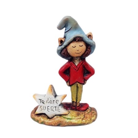 Elfo de cerámica artesanal con gorro hecho a mano en España