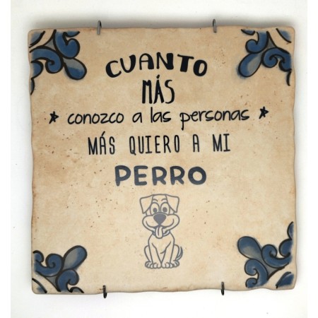Baldosa de cerámica decorativa con frases y monumentos de Ayllón