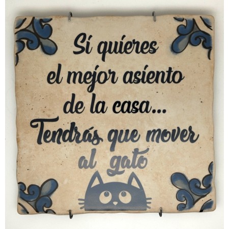 Baldosa de cerámica decorativa con frases y monumentos de Ayllón