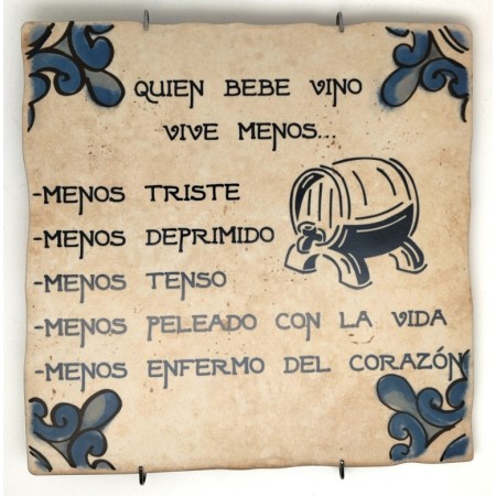 Baldosa de cerámica decorativa con frases y monumentos de Ayllón