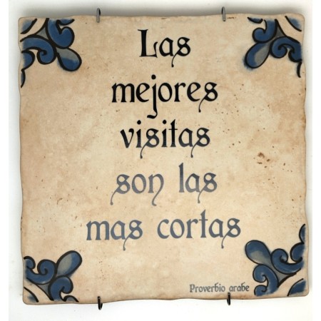 Baldosa de cerámica decorativa con frases y monumentos de Ayllón