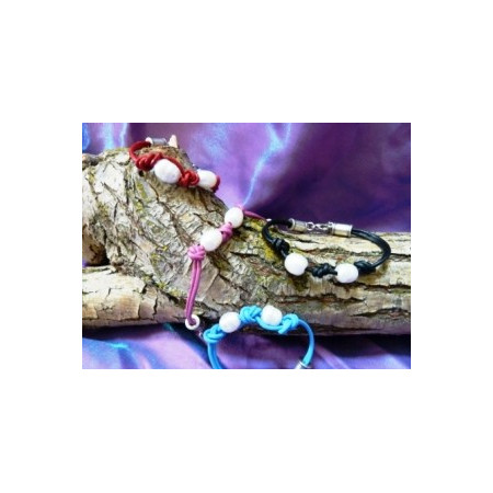 Pulsera cuero c/ perlas – Ref. 1410