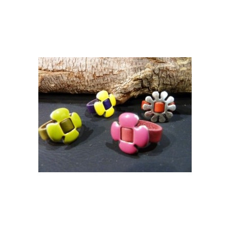 Anillo Cuero Flor